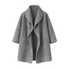 Flatlay product shot of the Kouvr Fashion gray shawl collar coat showing the open front, collar shape, and side pockets.