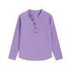 A flat lay product shot of the Kouvr Fashion men's lavender Roby shirt, displaying the band collar, button placket, and linen texture.