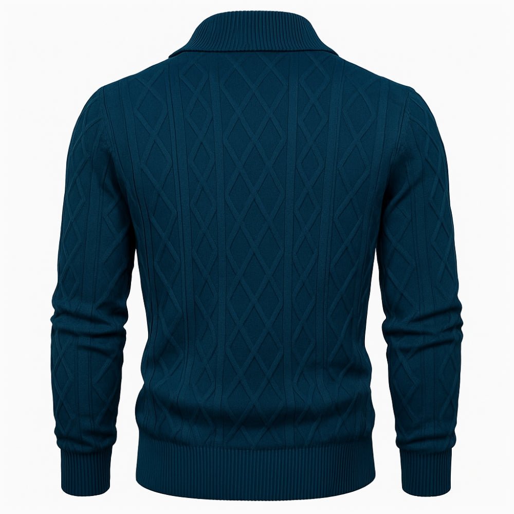 tailored fit," "petrol blue," "Merino-Cashmere," and "diamond pattern