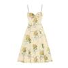 Flatlay product shot of the Nefeli floral bustier midi dress from the front.
