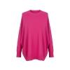 Front product shot of the Kouvr Fashion fuschia pink oversized cashmere wool blend sweater on a light grey background.