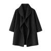 Flat lay product photo of the Kouvr Fashion open-front black shawl collar coat, showing the texture and draping of the collar.