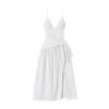 Sophia white linen maxi dress from Kouvr Fashion, featuring a v-neck and tie-waist detail, against a white background.