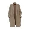 Front view of the Kouvr Fashion women's analyn collar long cardigan in a taupe waffle knit, displayed on a white background.