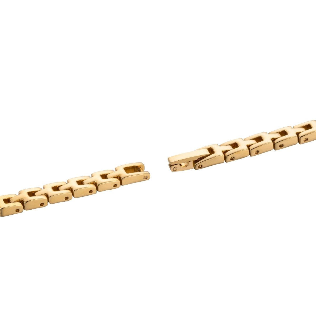 Detailed view of the Zenny gold kouvr cocktail watch face and crystal-encrusted strap.