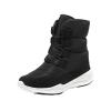 A studio product shot of the Kouvr Gianna women's black puffer snow boot on a white background, angled to show its design and materials.