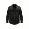 Black Kouvr denim Jacket with white stitching on a white background