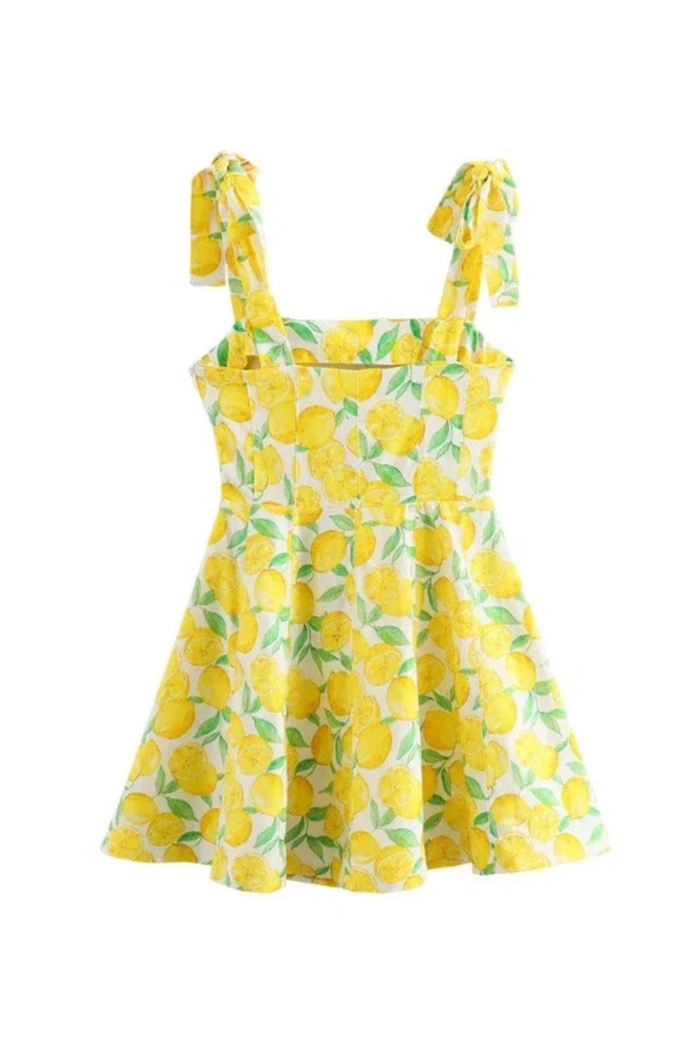 Integrate throughout the description and backend: italian summer dress, amalfi coast style, tie shoulder mini dress, square neck sundress, fit and flare dress, resort wear, vacation dress for women, linen blend dress, brunch dress, bridal shower guest dress