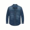 Navy Blue Kouvr denim shirt on a plain background