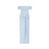 Light blue Kouvr off-shoulder dress with lace detailing on a white background