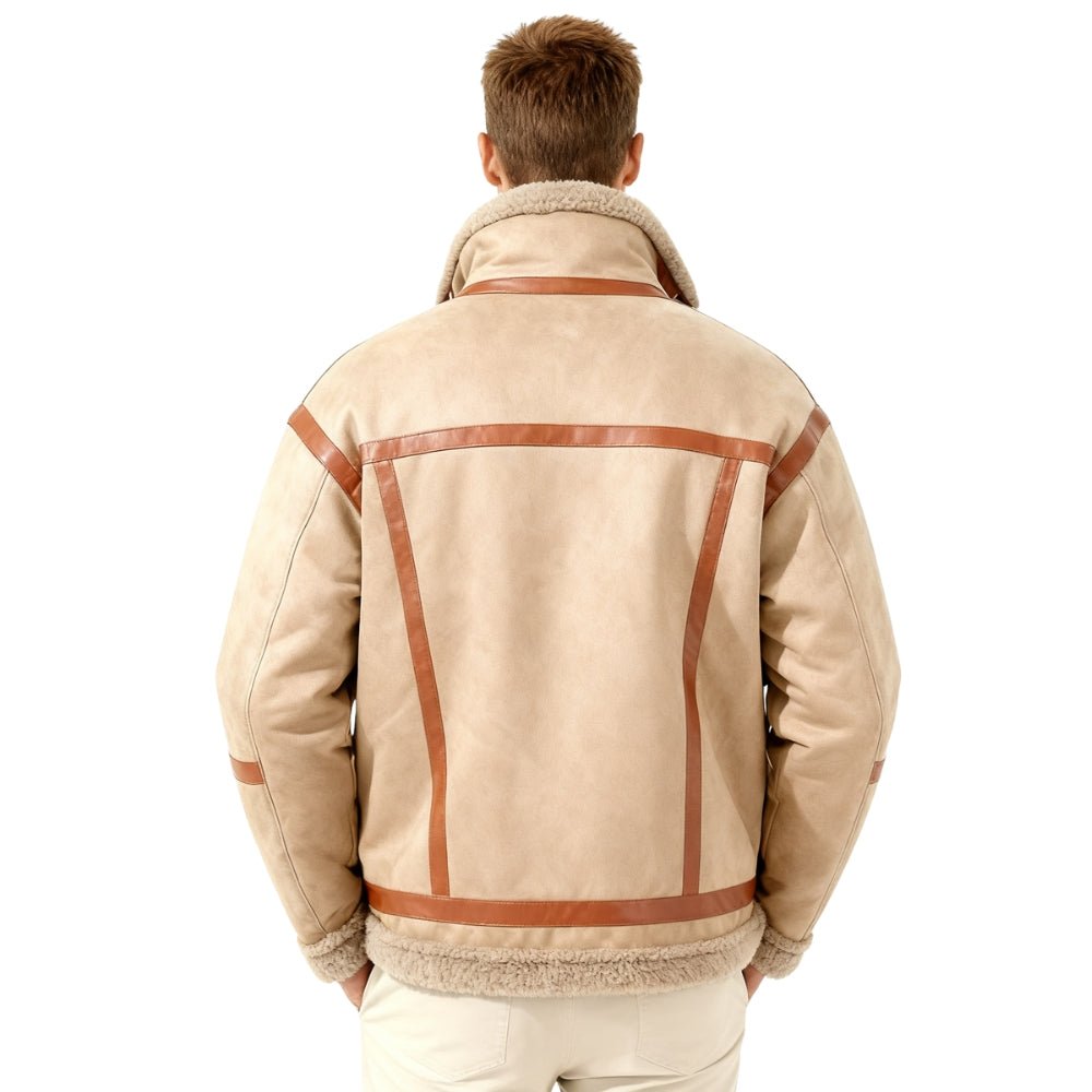 leather trim jacket, pilot jacket, winter statement coat, heritage outerwear, investment piece
