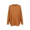 Front flat lay of the Kouvr Tina oversized sweater in terracotta, showing the crew neckline and fine-gauge knit texture.