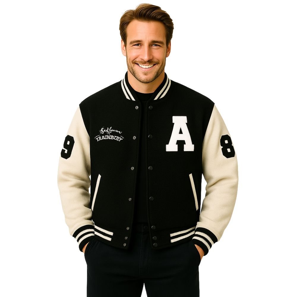 vintage college jacket, ivy league style, fall statement jacket, chenille patch jacket.