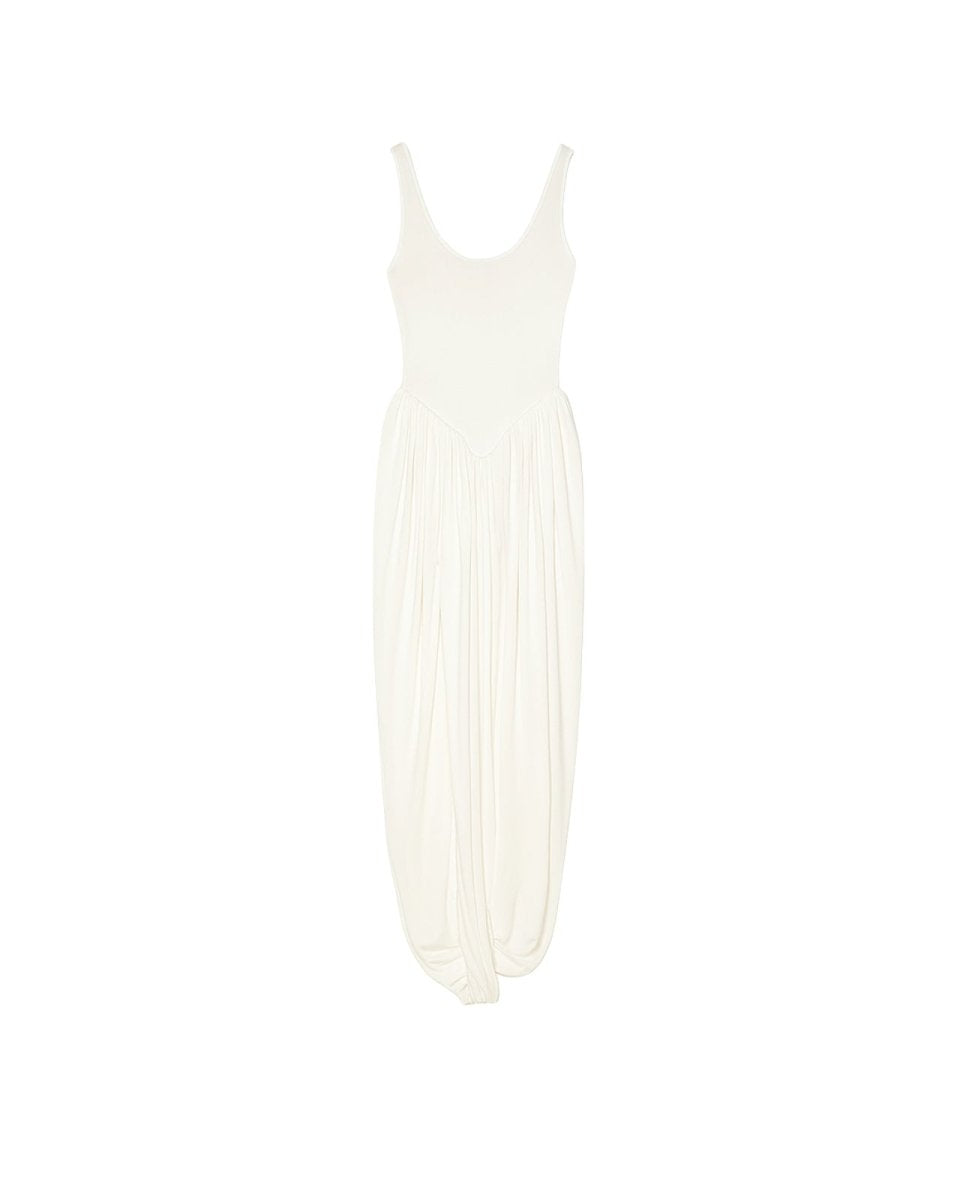 Stacey white draped maxi dress