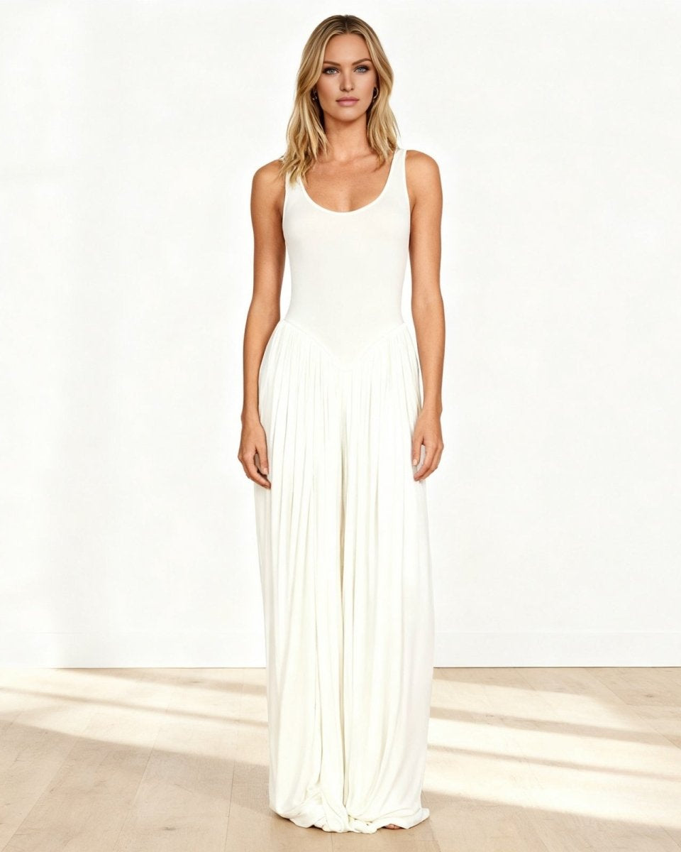 Stacey white draped maxi dress