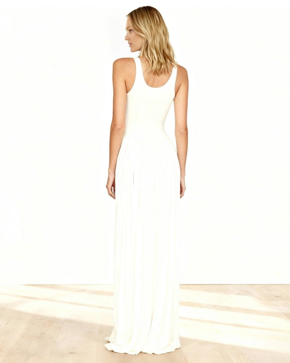 Stacey white draped maxi dress