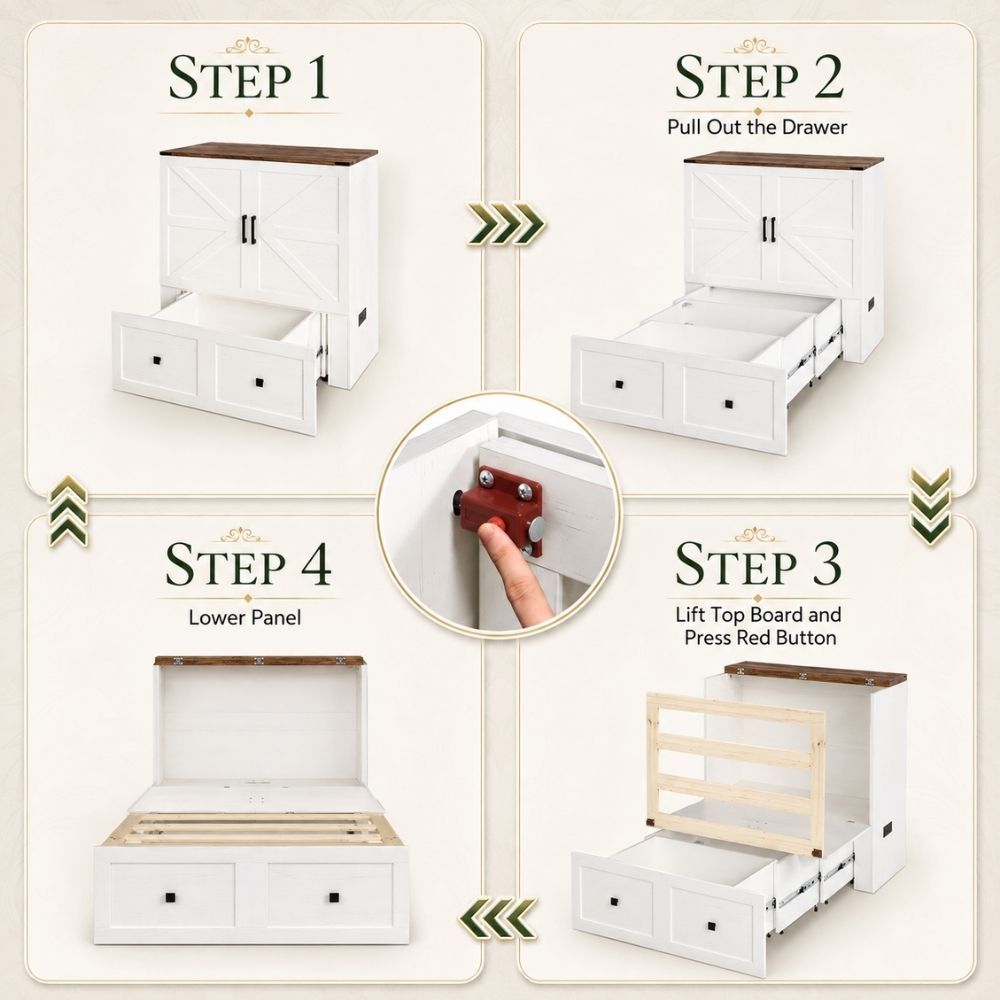 white twin cabinent steps on creating the structure
