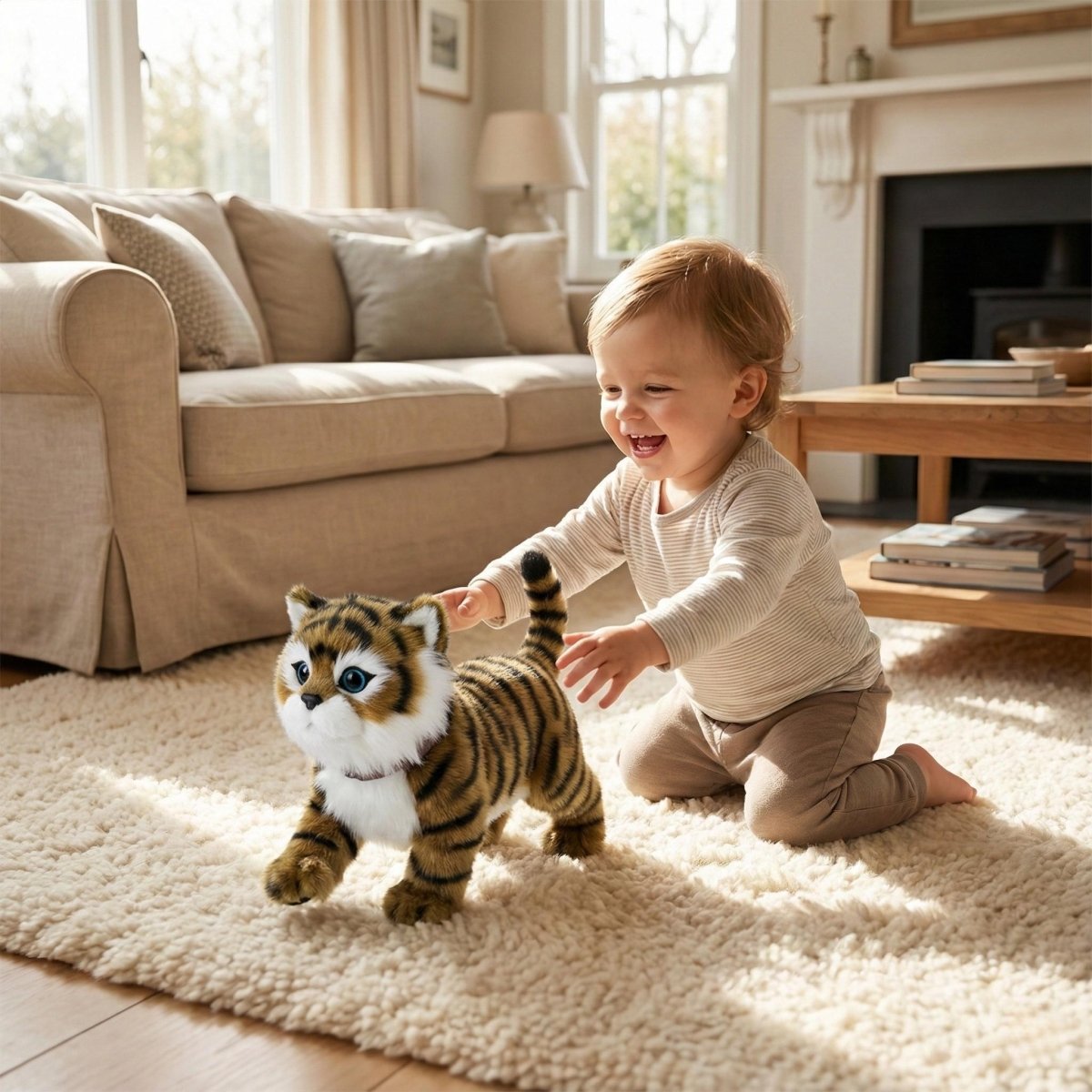 Realistic Interactive Robot Tiger Cub – Walking & Meowing Electronic Kitten Pet Toy