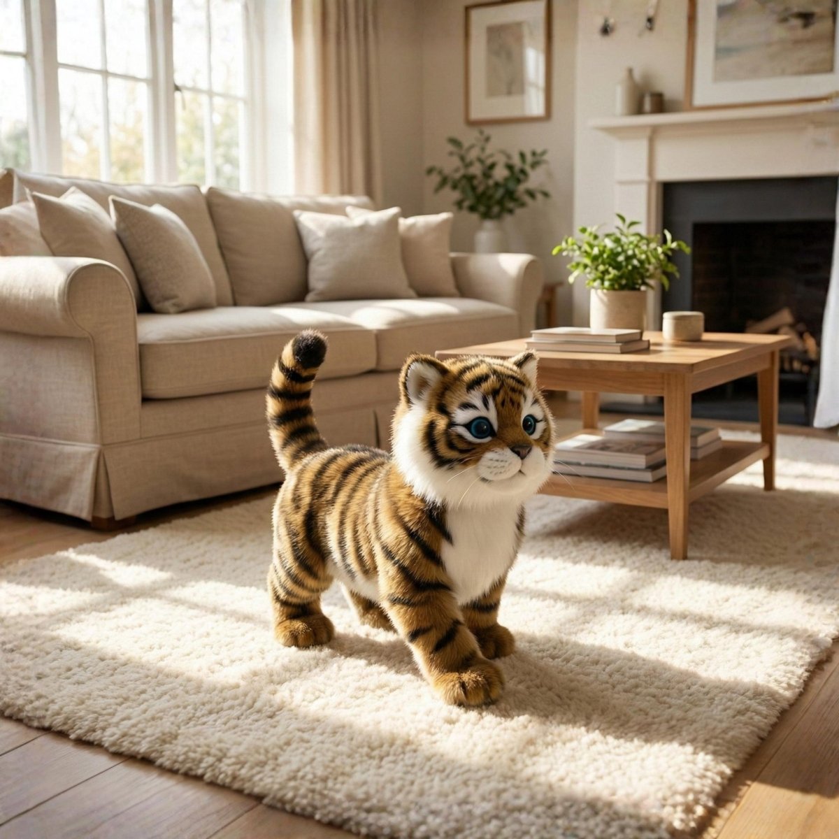 Realistic Interactive Robot Tiger Cub – Walking & Meowing Electronic Pet Kitten Toy