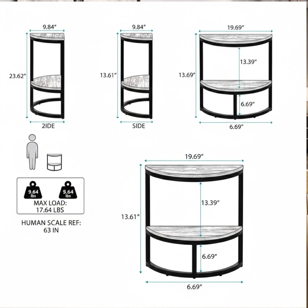 Luna Console | Industrial Half-Moon Accent Table