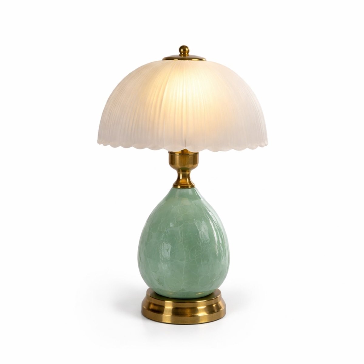 Celadon Vintage Lamp | Crackle-Glaze Ceramic &amp; Brass