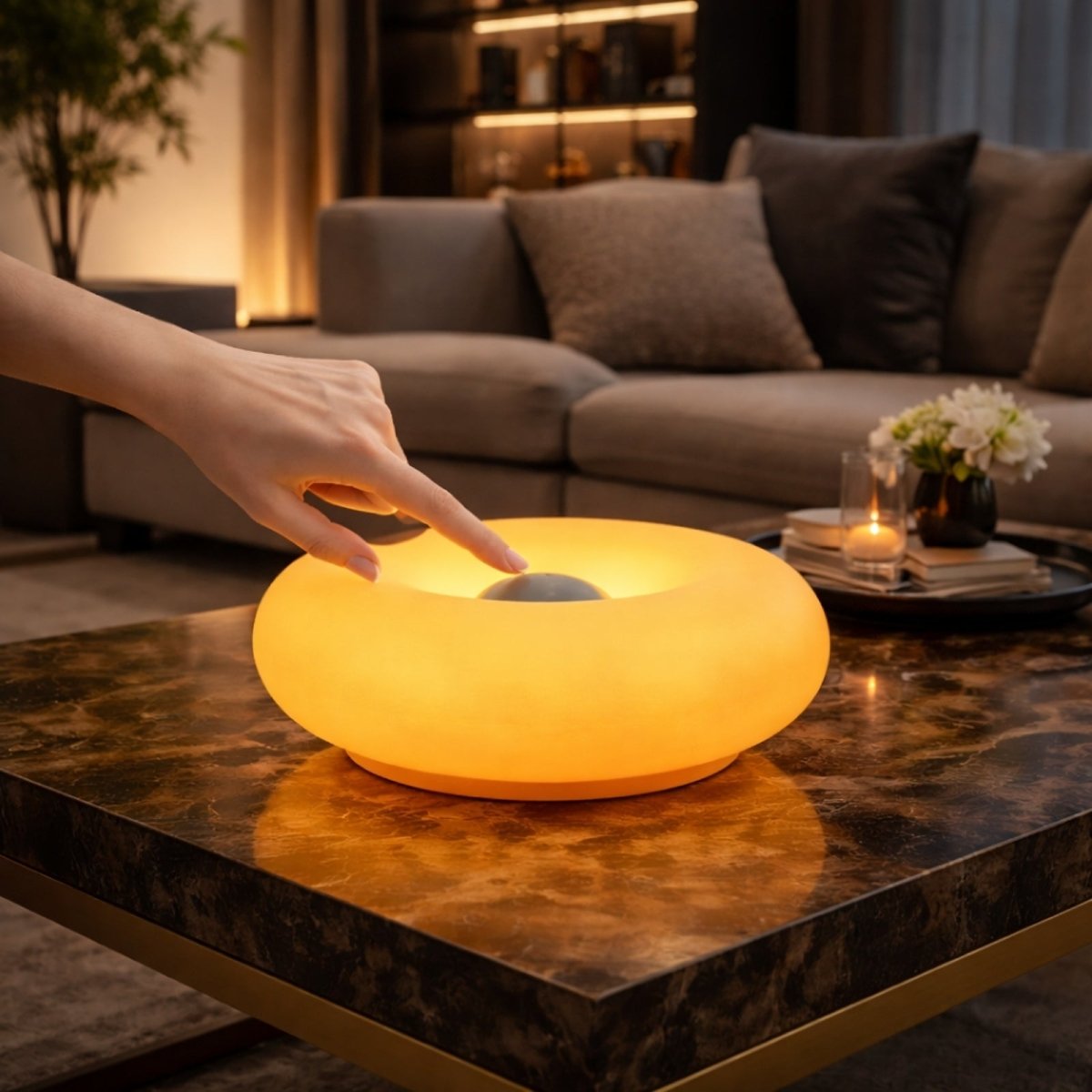 Solis Donut Lamp | Amber Gloss Touch-Dimmable Light