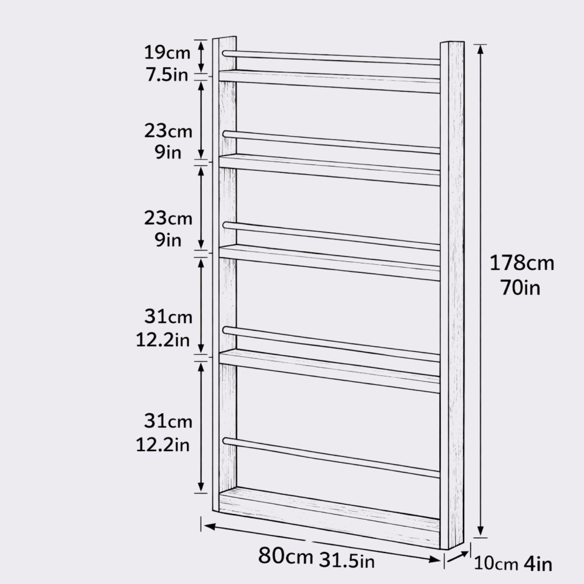 Slimline Library | Solid Oak Behind-Door Shelving