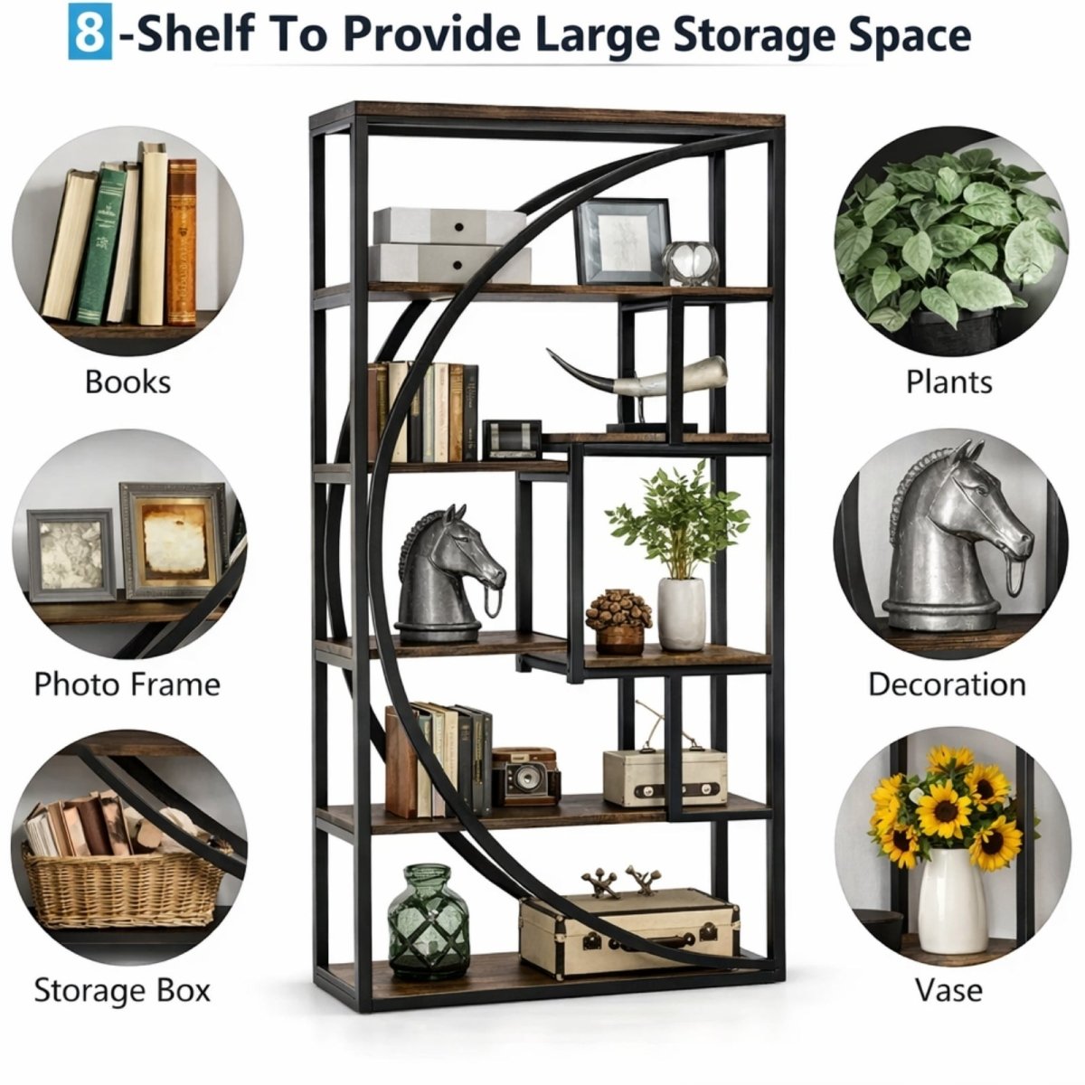 Meridian Arch Etagere | Industrial Statement Bookshelf