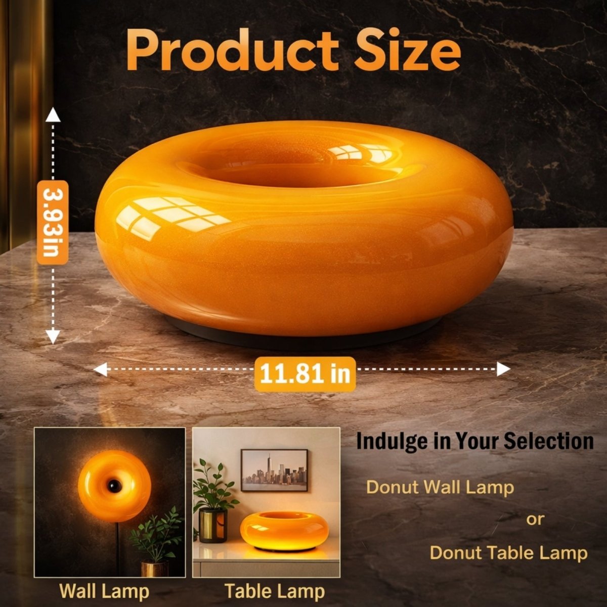 Solis Donut Lamp | Amber Gloss Touch-Dimmable Light