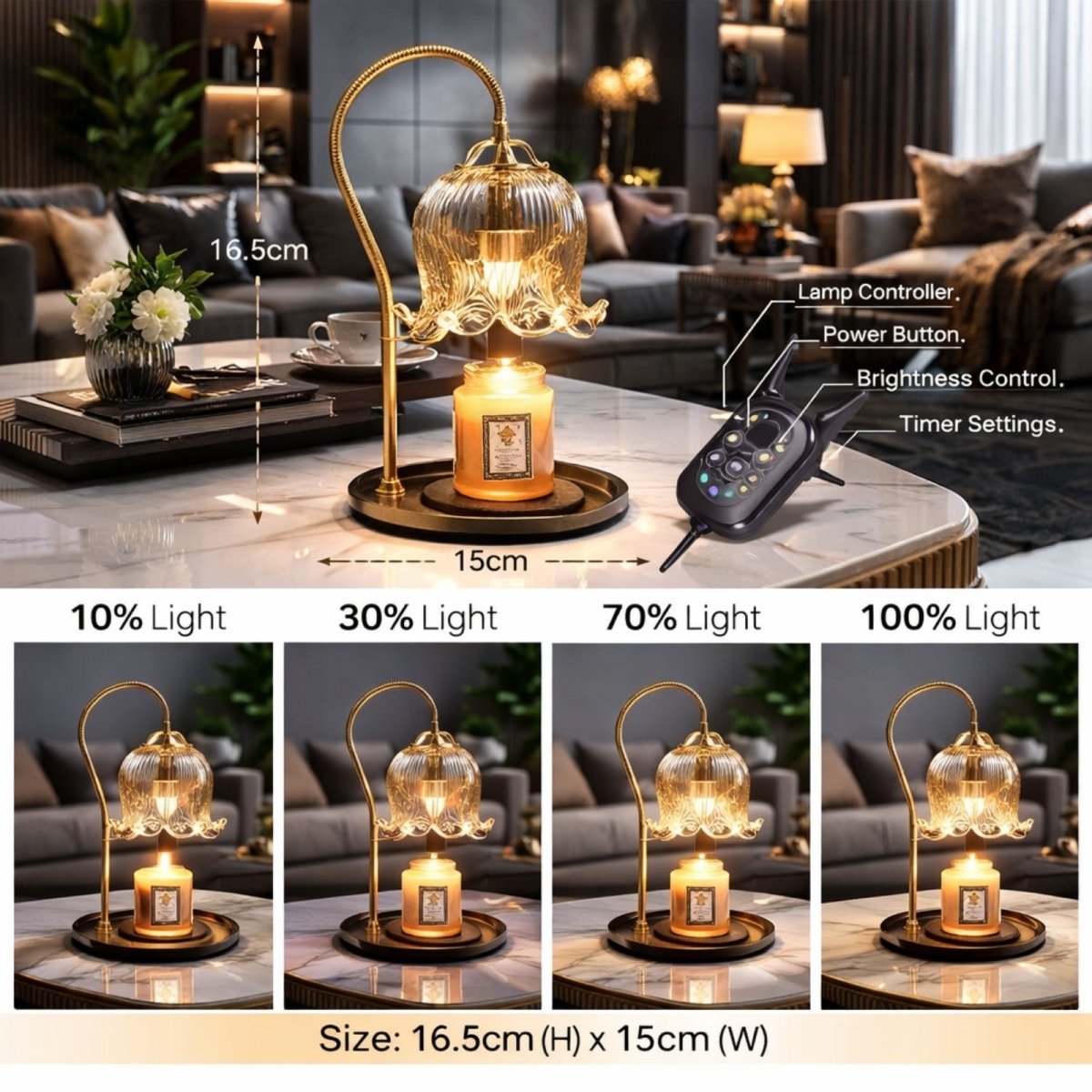 Aurelia Glow Lamp | Marble &amp; Brass Botanical Warmer