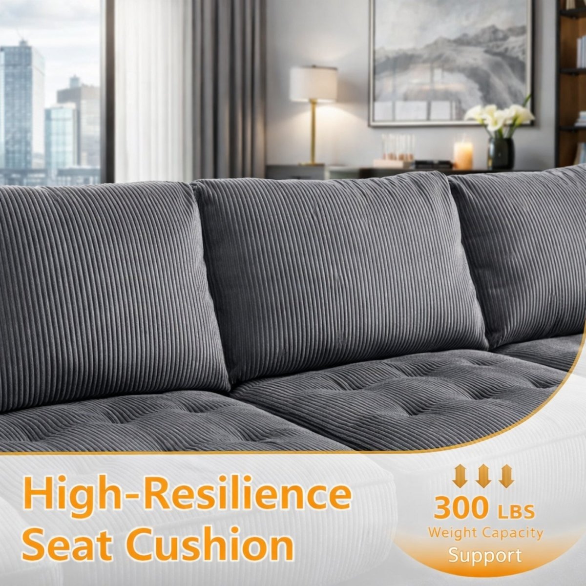 Phantom Loft Modular Collection | Deep-Corduroy Cloud Sectional