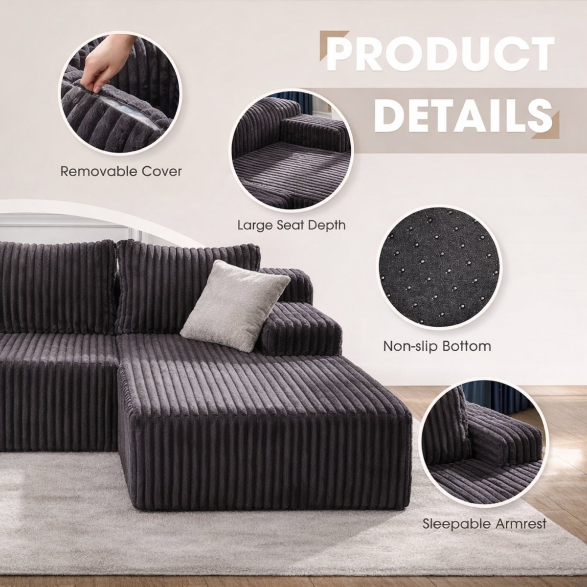 Murk Altitude Modular | Deep-Seat Cloud Sectional &amp; Ottoman