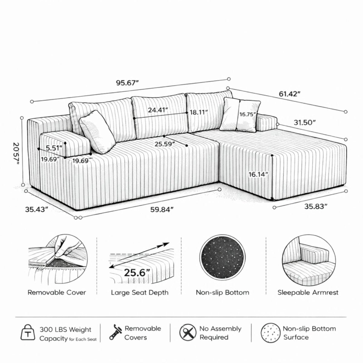 Murk Altitude Modular | Deep-Seat Cloud Sectional &amp; Ottoman