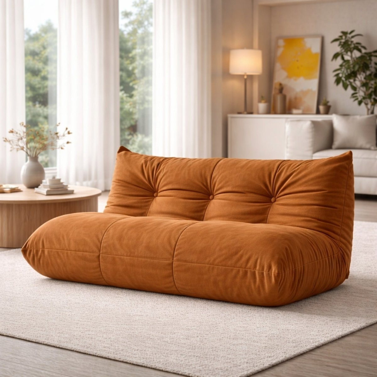 Volcanic Dune Low-Profile Lounge | Tufted Mohair Floor Sofa