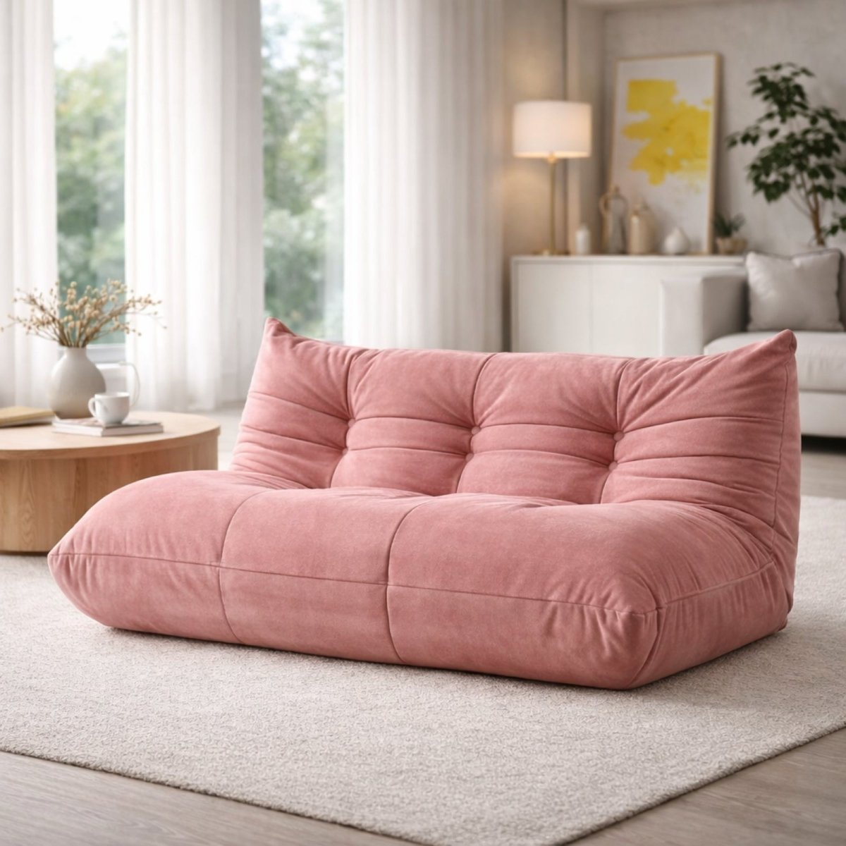 Volcanic Dune Low-Profile Lounge | Tufted Mohair Floor Sofa