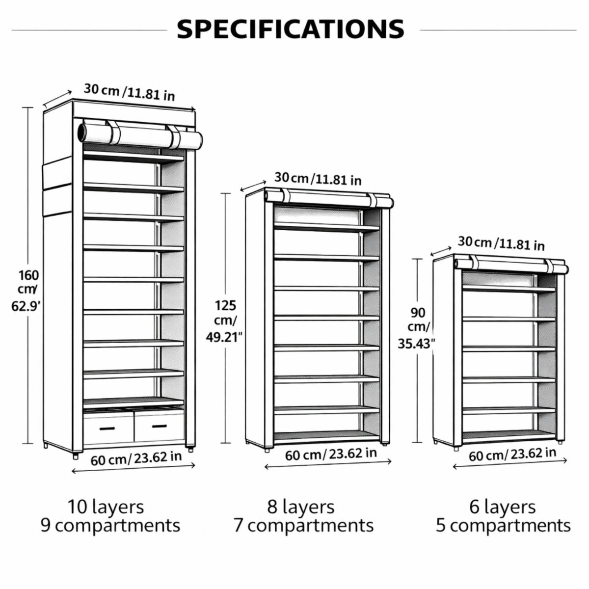 Enclave Aera Concealed Shoe Sanctuary | 10-Tier Freestanding Fabric Cabinet