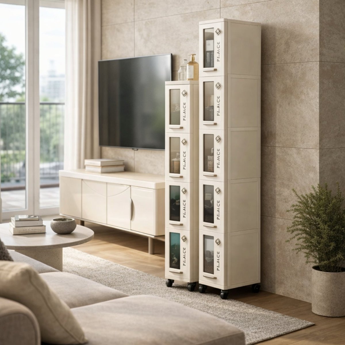 Asylum Serenity Gap Console | Minimalist Rolling Slim Storage Cabinet