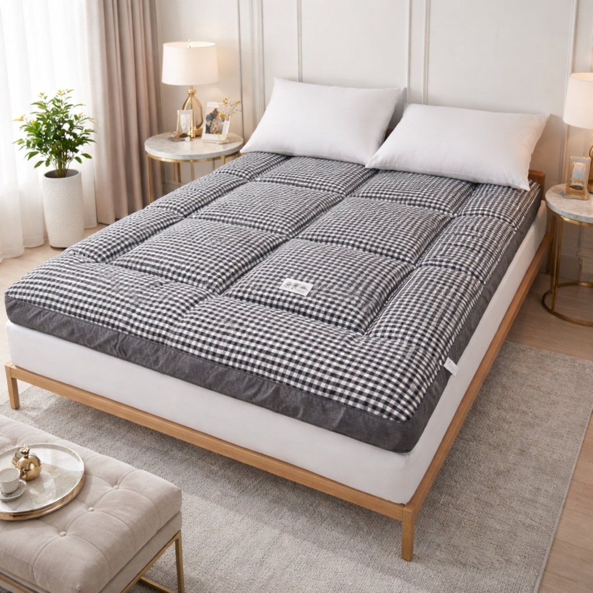 Vault Haven Floor Bed | 4-Inch Plush Quilted Roll-Up Futon