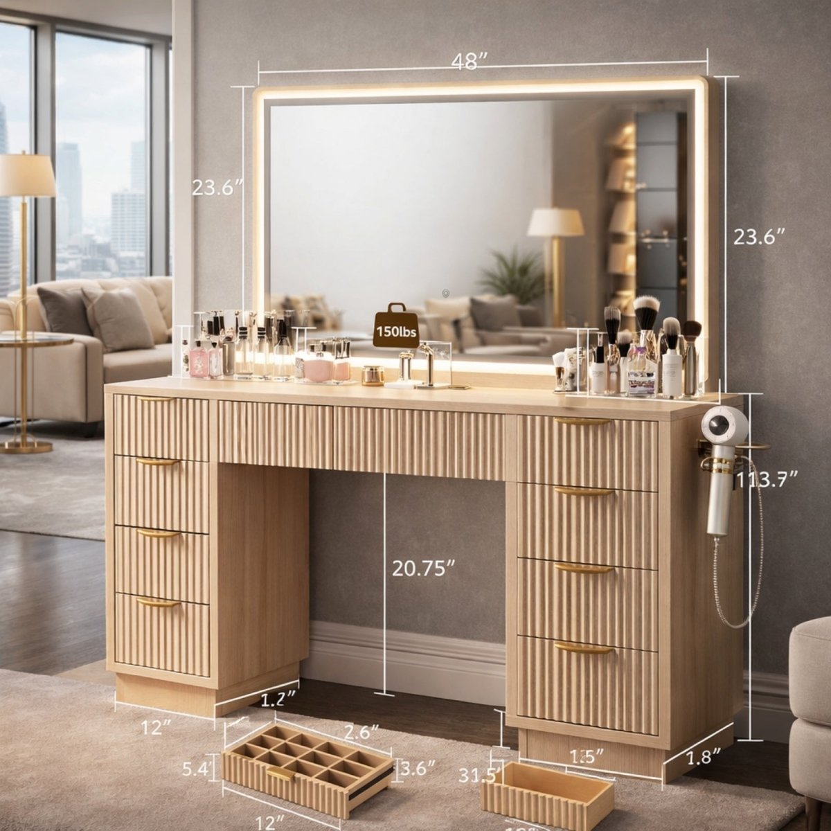 Novae Atelier Vanity | Fluted Oak & Glass Studio