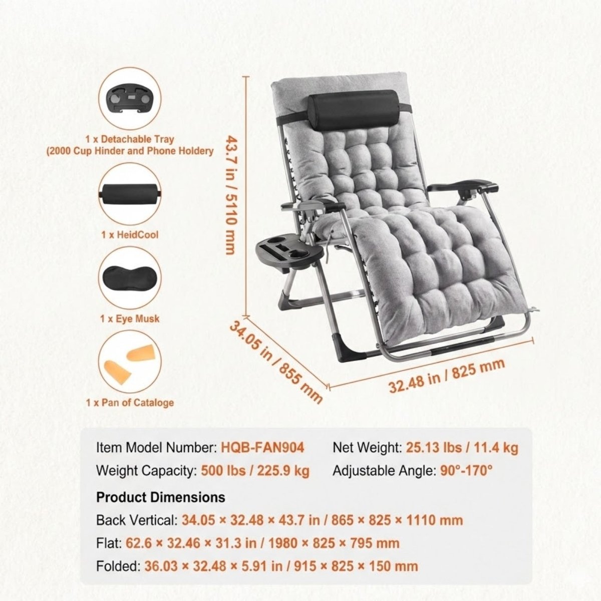 Thaddeus | Padded Zero Gravity Lounge Chair