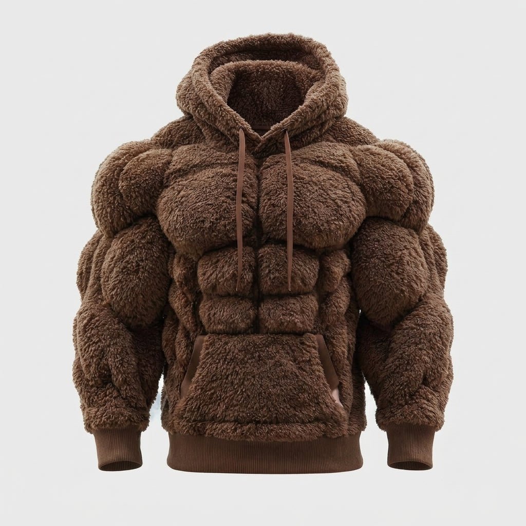 Kouvr Titan Sherpa Muscle Hoodie, a padded six pack fleece pullover.