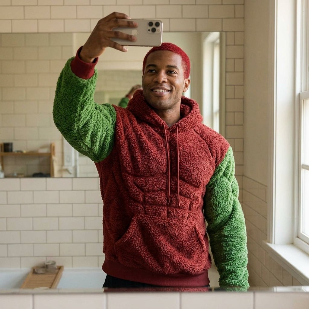Titan Sherpa Muscle Hoodie | Padded Six Pack Fleece Pullover