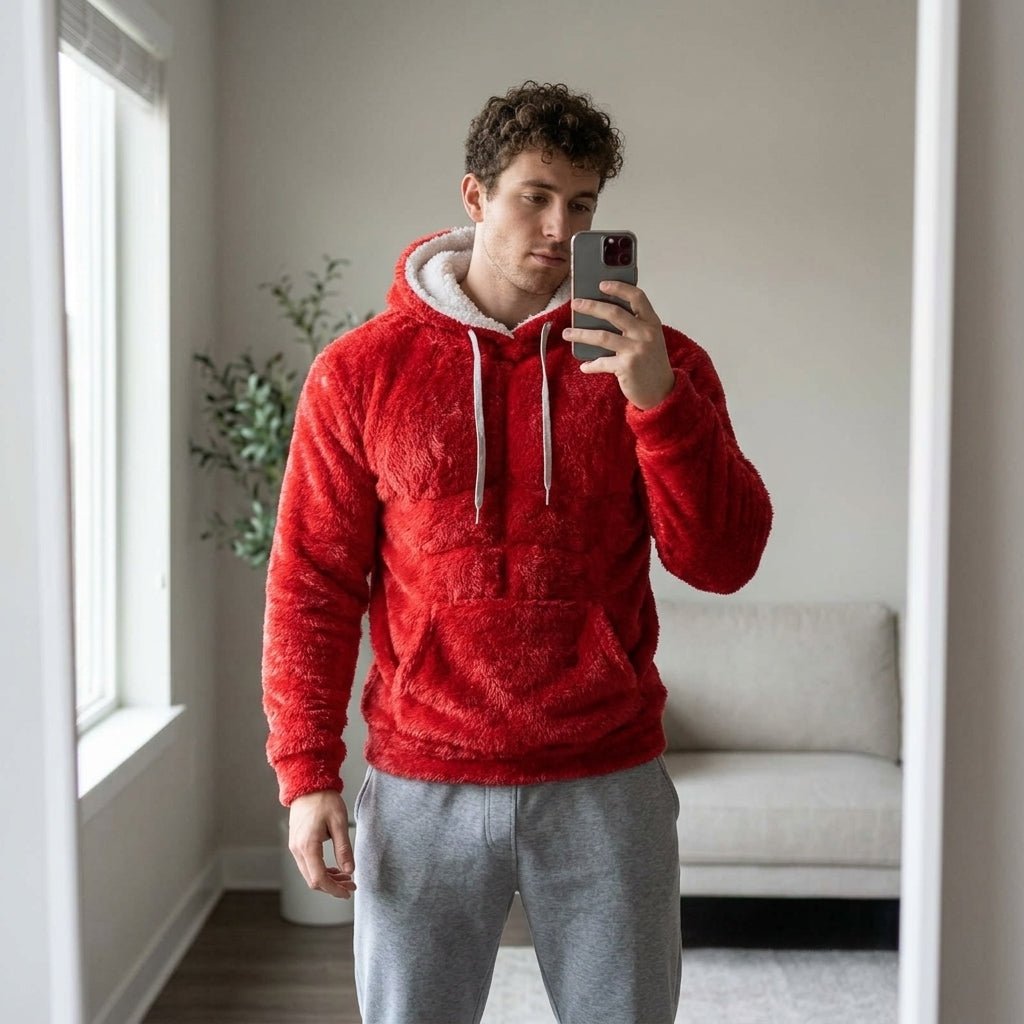 sweater - red - living area mirror scene