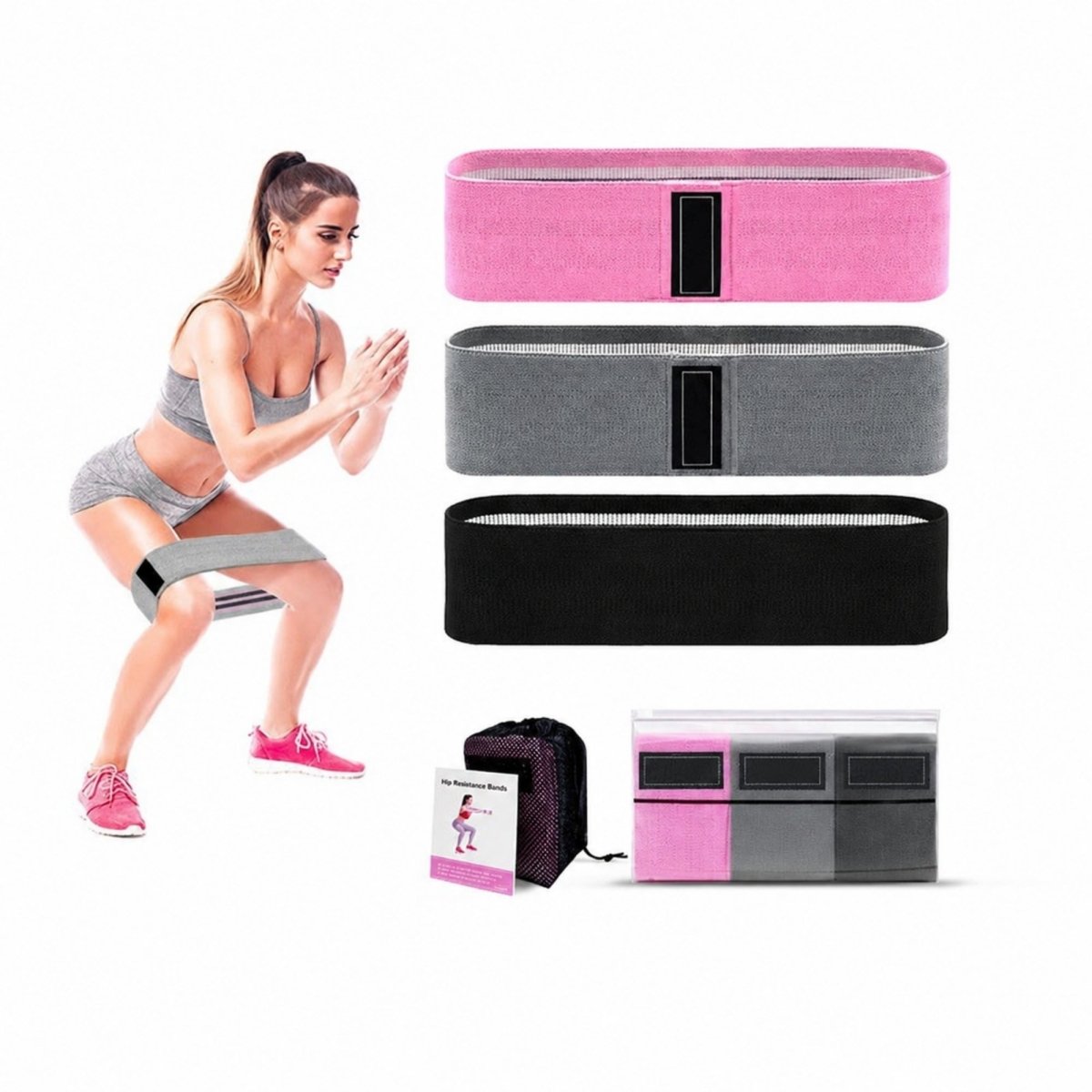 Fabric Resistance Bands for Glutes, Legs & Hips – Non-Slip Workout Bands Set for Squats, Yoga, Pilates, and Home Fitness