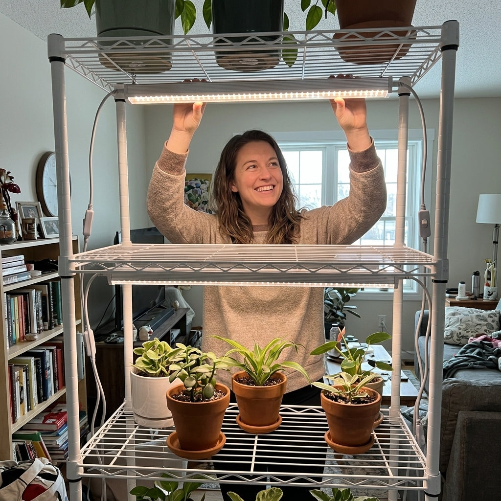 Verdant Canopy System | Architectural Full-Spectrum LED Grow Light Strips - real person using home