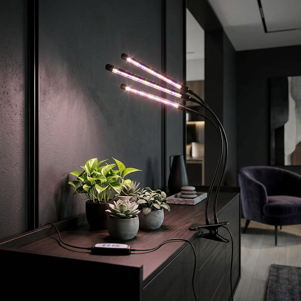 LED Grow Light Plant Lights for Indoor Plants,Full Spectrum With Clip Plant Growing Lamp for Seed Start,3/9/12H Timr - dark luxury alt angle