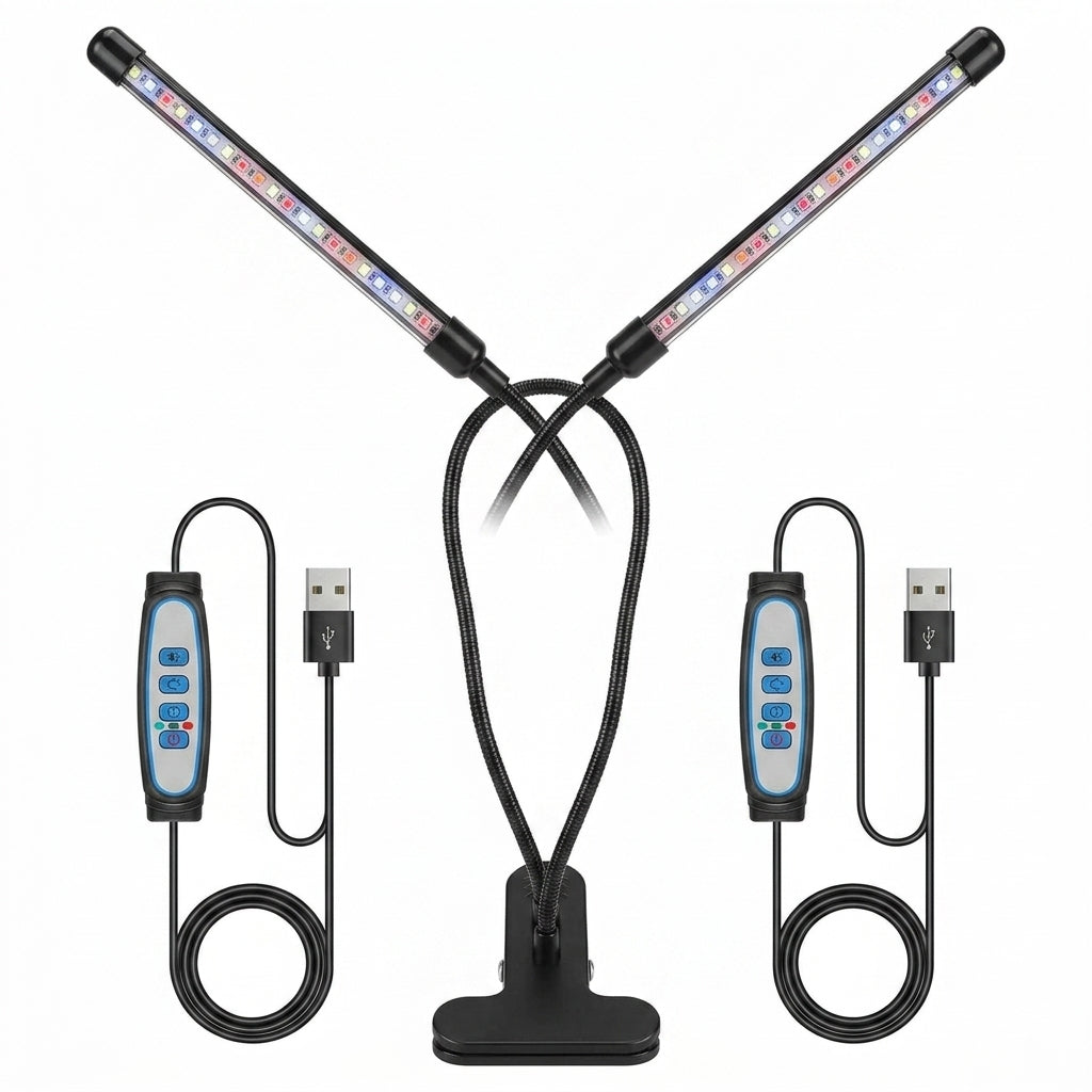 LED Grow Light Plant Lights for Indoor Plants,Full Spectrum With Clip Plant Growing Lamp for Seed Start,3/9/12H Timr - front view