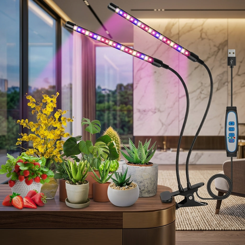 LED Grow Light Plant Lights for Indoor Plants,Full Spectrum With Clip Plant Growing Lamp for Seed Start,3/9/12H Timr - luxury living room