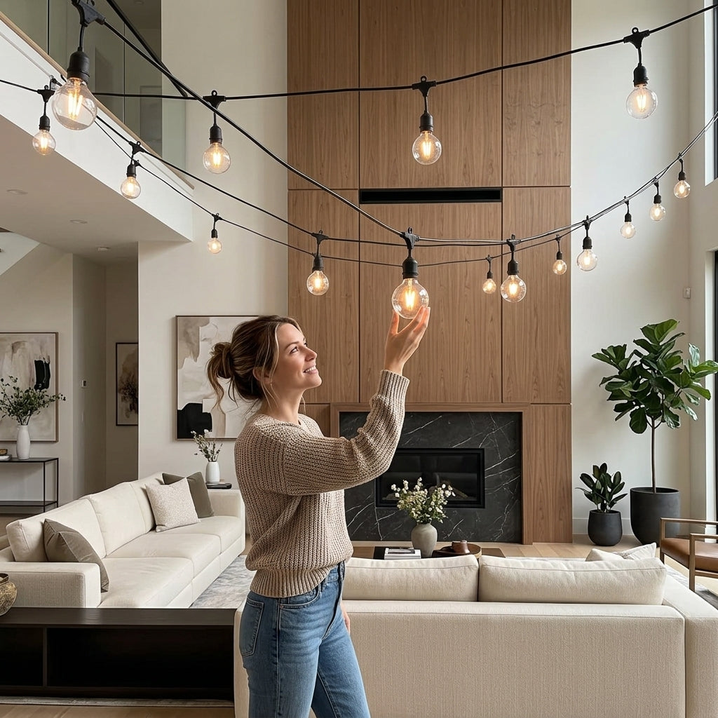 G40 Outdoor Garland String Lights Shatterproof Waterproof Plastic Led Bulb Vintage Connectable Patry Patio Decor Light Chain - luxury contemporary person
