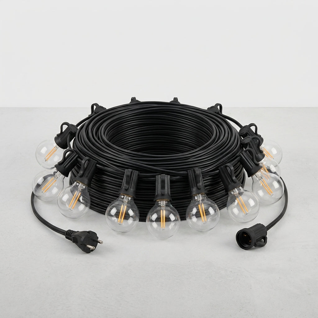 G40 Outdoor Garland String Lights Shatterproof Waterproof Plastic Led Bulb Vintage Connectable Patry Patio Decor Light Chain - full view